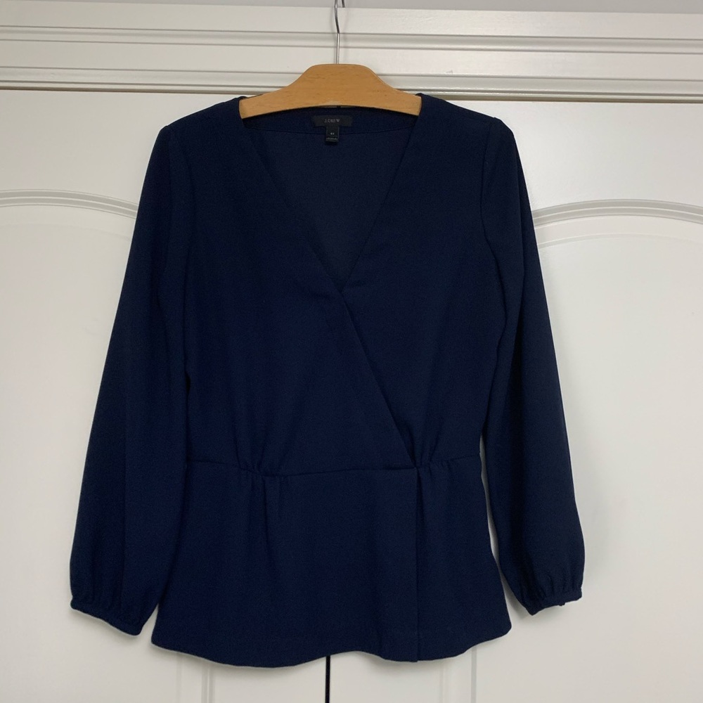 ❤️J Crew Navy Fitted Side Zip Blouse Sz 6T